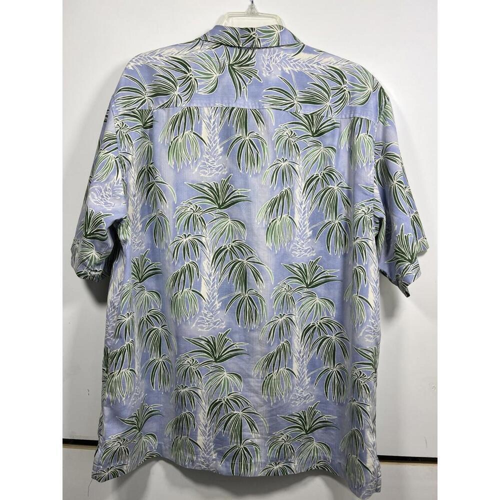 Tommy Bahama Mens Large Blue Palm Leaf 70% Silk Short Sleeve Hawaiin Shirt - Picture 7 of 9